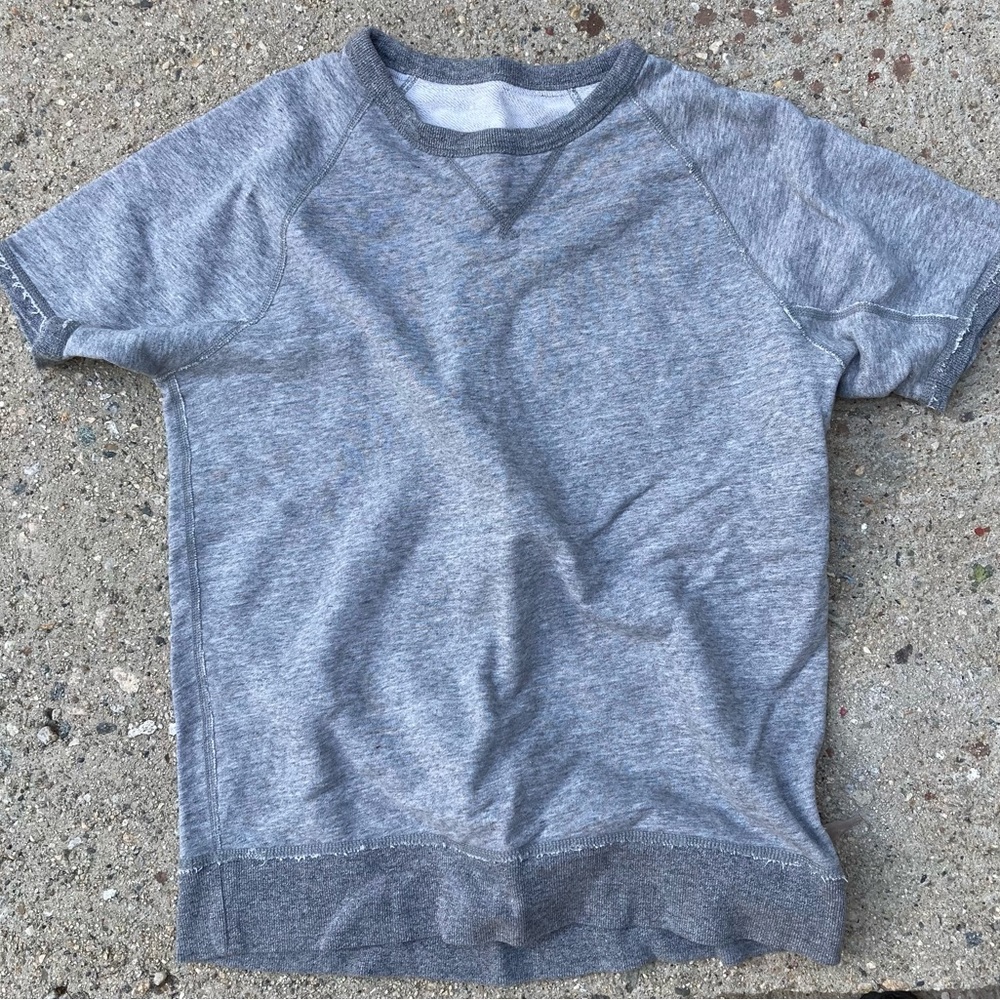 J.CREW Sun-Faded Short-Sleeve Vintage Fleece Sweatshirt - Medium - Heather Grey